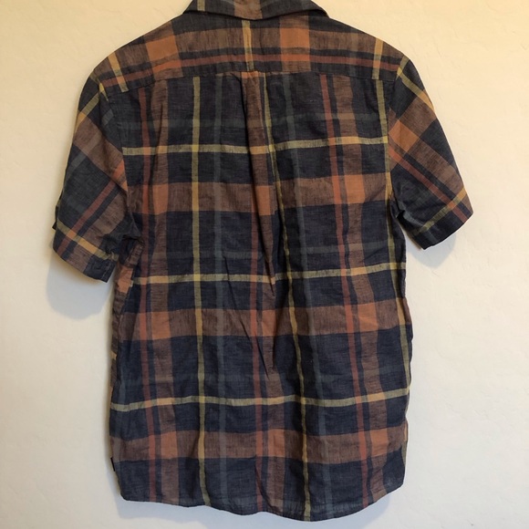 ROWM Mens Button Up Plaid Shirt Size S In Denim Blue Tones Perfect For The Fall! - Picture 2 of 8